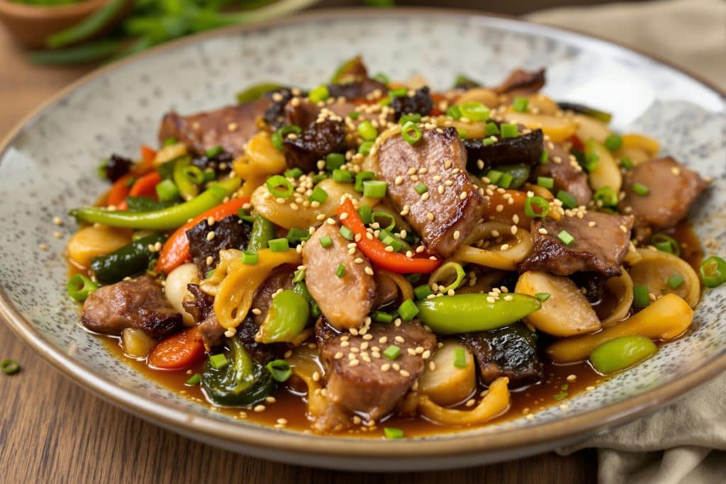 nouilles sautées au boeuf