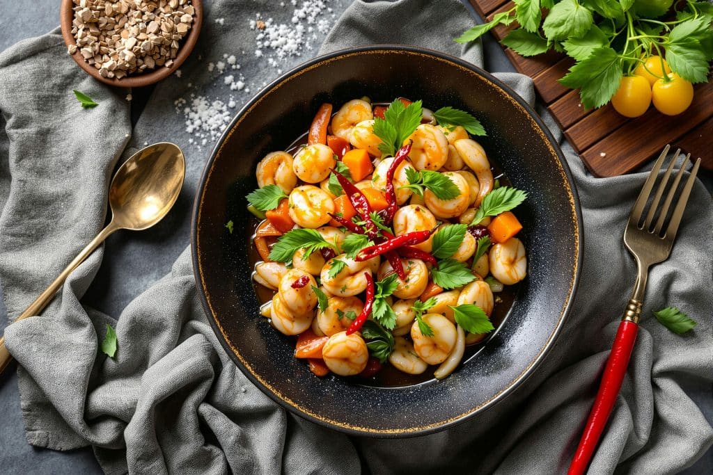 nouilles sautées aux crevettes thaï