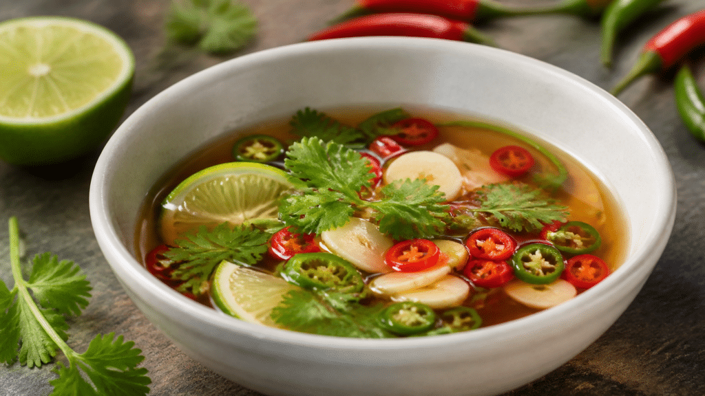 Sauce thaïe prik nam pla aux piments et au citron vert